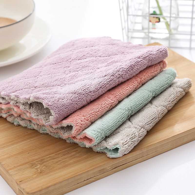 5PCS Micro Fiber Cleaning Cloth Kitchen Rags Scouring Pad Ab - 图1