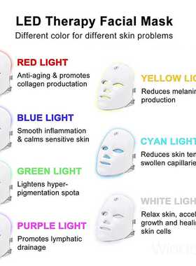 Wireless Led Face Mask Light Therapy Photon USB Recharge 7