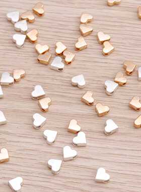100pcs 6x6mm Small Alloy Hearts Spacer Beads Charms fit