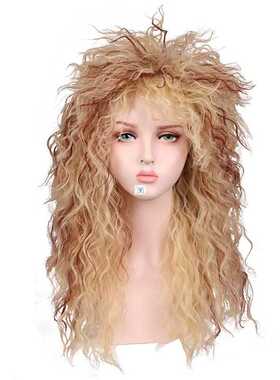 Men's Wig 80s Punk Heavy Metal Long Curly Hair Halloween Wig