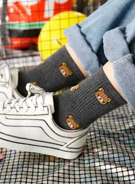 2022 New Cartoon Women's Breathable Cotton Socks Cute Bear L