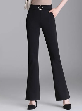 High Waist Flare Pants Women Vintage Elastic Waist Suit Pant