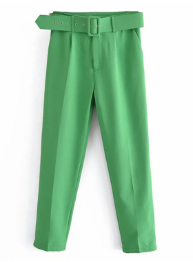 Adherebling Traf Women Trousers with Belt High Waist Spring