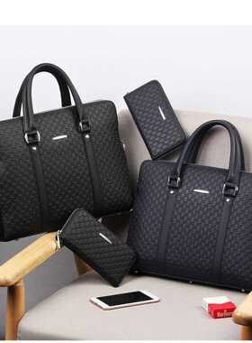 New Double Layers Men's Leather Business Briefcase Casual Ma