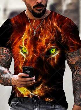 Men's And Women's 3D Tiger Lion Printed T-irts, Fa
