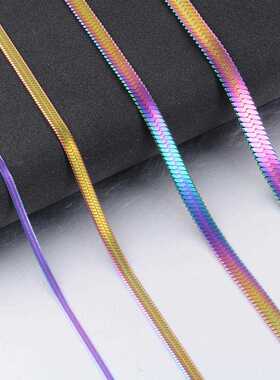 Width mm Stainless Steel Flat Necklace Gold Waterproof Fil
