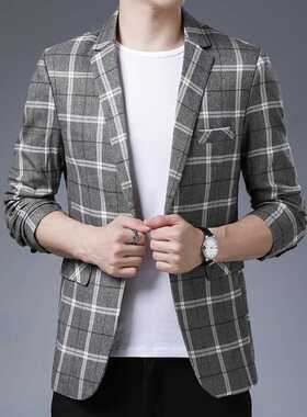 2022 Fashion Brand Men Casual Blazers Autumn New Men's Plaid