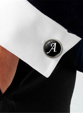 Men's Fashion A-Z Single Alphabet Cufflinks Silver Color Let