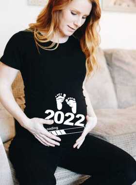 Baby Loading 2022 Printed Pregnant T Shirt Maternity Short S