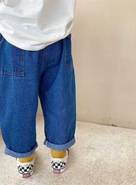 Korean style boys washed cotton jeans 1-7T solid color fashi