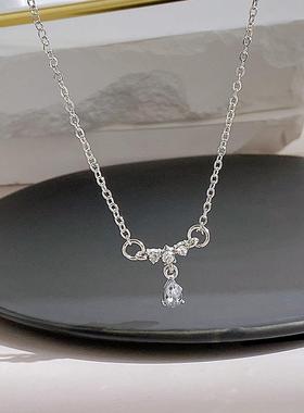 Water Drop Pendant Necklace women 锆石水滴锁骨链吊坠项链
