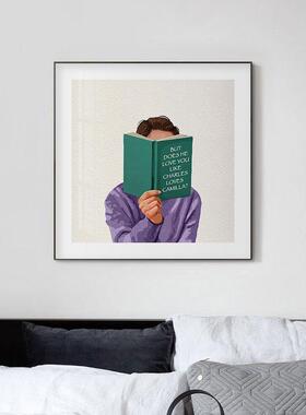 爱读书的大人孩子儿童房装饰画卧室床头客厅沙发壁画书房看书挂画
