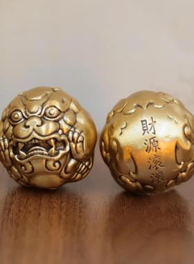 黄铜貔貅手把件摆件复古桌面装饰品老物件古玩文玩财源滚滚手把件