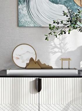 艺贝子新中式铁艺创意山水摆件客栈酒店样板间客厅玄关软装饰品