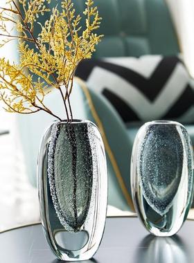 简约现代创意玻璃花瓶轻奢样板间琉璃工艺软装饰客厅玄关插花摆件