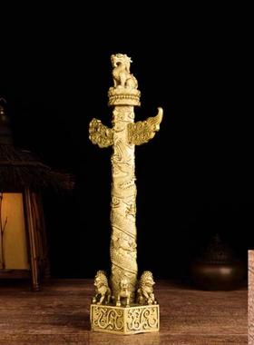 铜华表柱铜华表摆件 中华龙图腾柱 客厅家居办公室装饰工艺礼品