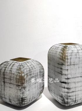 轻奢现代简约刻磨玻璃花瓶插花摆件家居样板房桌面软装饰品摆件