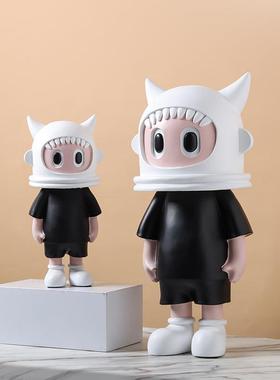 可爱牙齿头盔头套男孩人像摆件潮玩公仔手办电视柜床头柜玄关饰品