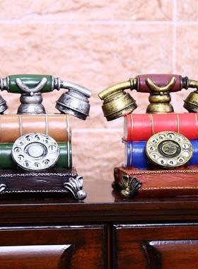 欧式复古做旧老式电话机咖啡馆酒吧店铺餐厅橱窗陈列摆件装饰模型