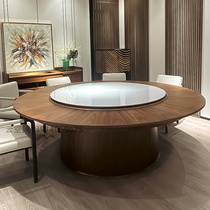 New Chinese Hotel Big Round Table Electric Dining Table And Chairs Hotel Restaurant Bag box Clubhouse Solid wood rock plate turntable 15 people 20