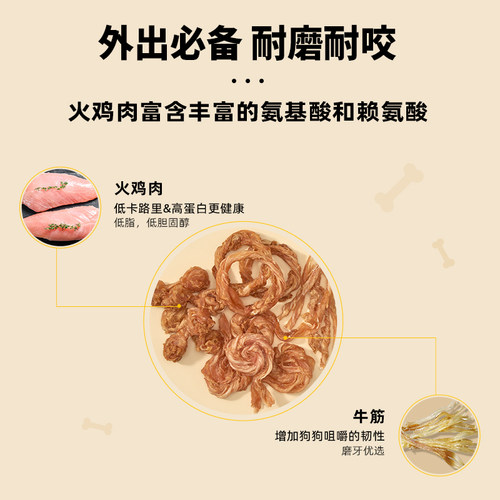 【天猫U先】PETHROOM宠物零食火鸡牛筋卷狗磨牙棒10g*1袋 - 图1
