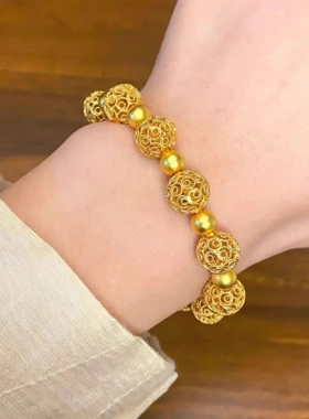 铜合金花丝玲珑绣球手链可调节手串053