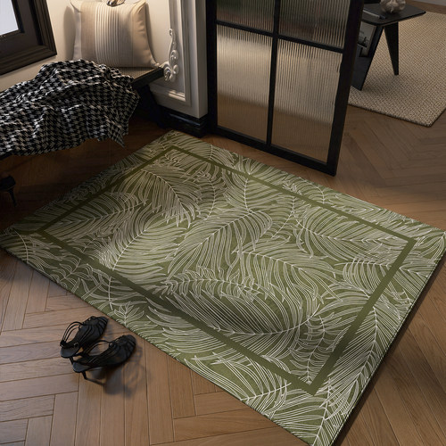 美式复古绿色入户门地垫玄关进门踩脚垫地毯耐脏脚垫轻奢防滑垫子 - 图3