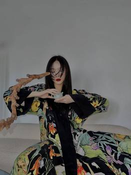 ແບບຈີນແສງສະຫວ່າງ Luxury ສູງຊຸດ nightgown ພິມ floral ສໍາລັບແມ່ຍິງ summer ໃຫມ່ຂະຫນາດໃຫຍ່ຊຸດເຈົ້າສາວ dressing ເຮືອນໃສ່ bathrobe