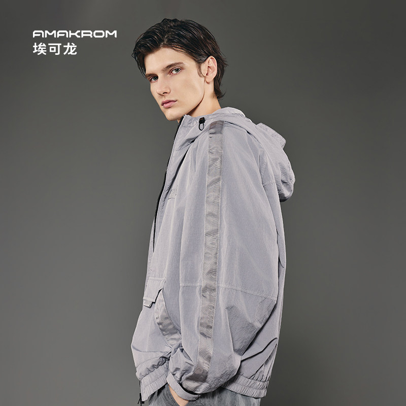 AMAKROM26春季新品男装简约休闲潮流成衣染色美式连帽夹克外套,淘宝优惠券,粉丝福利购,淘宝优惠卷