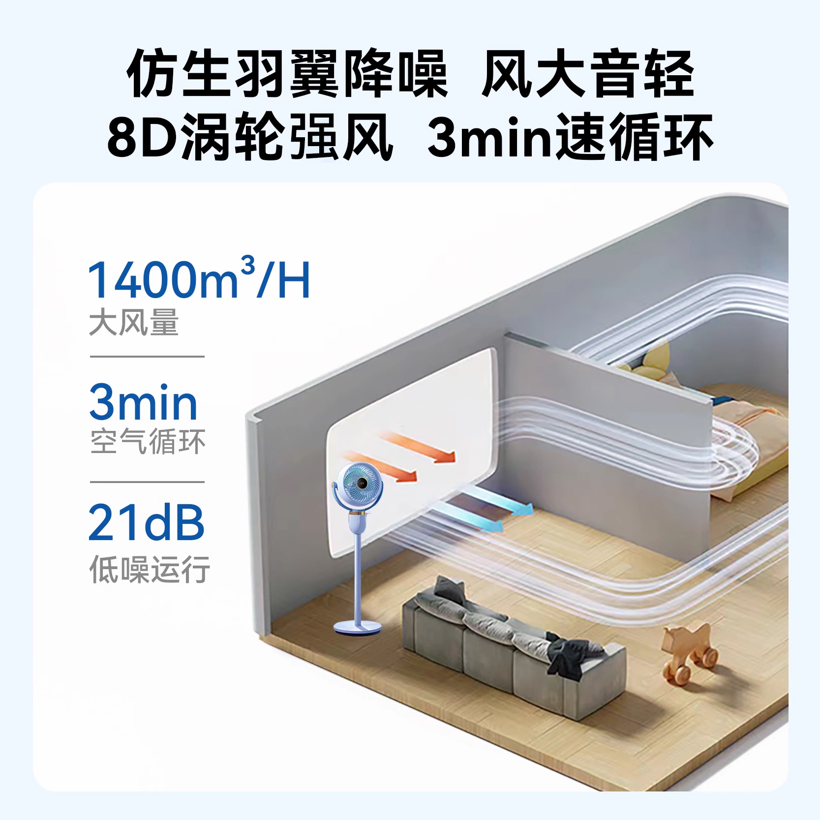 创维空气循环扇家用智能语音新款低音电风扇3d立体遥控落地扇塔扇 - 图2