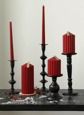 新年红色香薰蜡烛餐桌氛围装饰