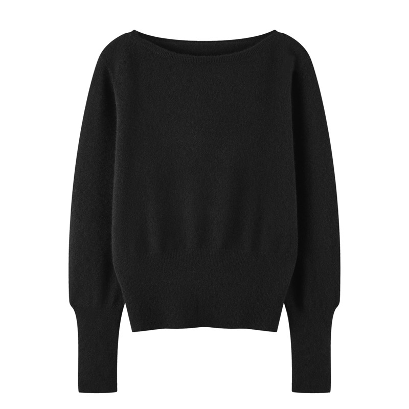 康赛妮短款100纯羊绒套头衫时尚纯色收腰长袖显瘦一字领单股薄款,淘宝优惠券,粉丝福利购,淘宝优惠卷