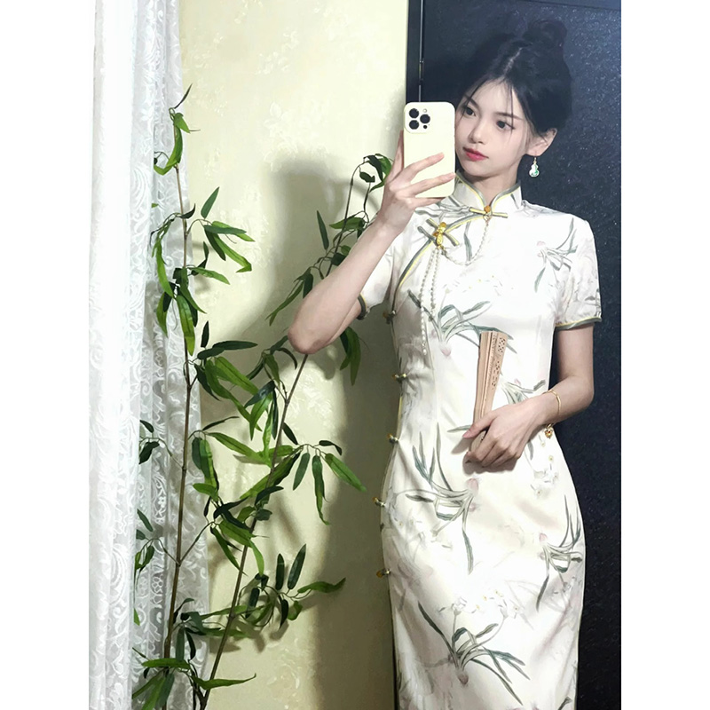 新中式国风复古高级感气质年轻款日常高端改良旗袍女夏季新款显瘦 - 图1