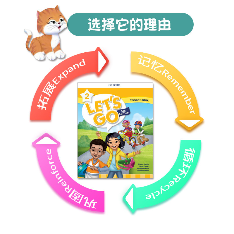 正版新版牛津少儿英语Let's go 2第五版 2级别学生用书 含学生课本+练习册+在线账号 小学二年级英语教材机构培训班教材