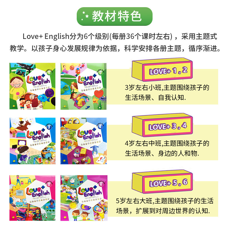 新版点读版love+english 2级别 小班下册 幼儿园英语启蒙入门教材含APP 爱加美语3-6岁幼儿启蒙 台湾东西love english培训机构教材