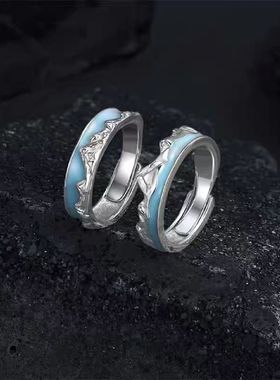 盗墓笔记戒指戎雪梵铃系列吴邪张起灵瓶邪印象风蓝色珐琅cp对戒