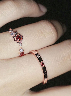 恋与制作人李泽言生日主题套戒情侣款戒指男女一对玫瑰色时光同款