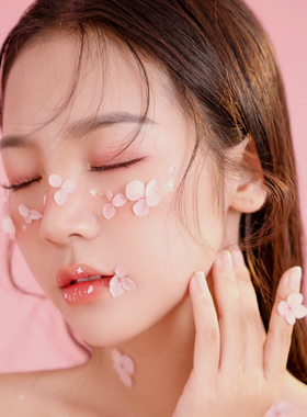 周也绣球花妆脸部贴花干花眼妆