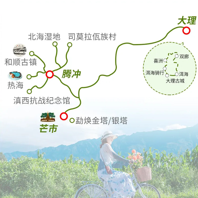 爆款滇西环线7人旅拍小团0购物大理腾冲芒市云南旅游6天5晚跟团游