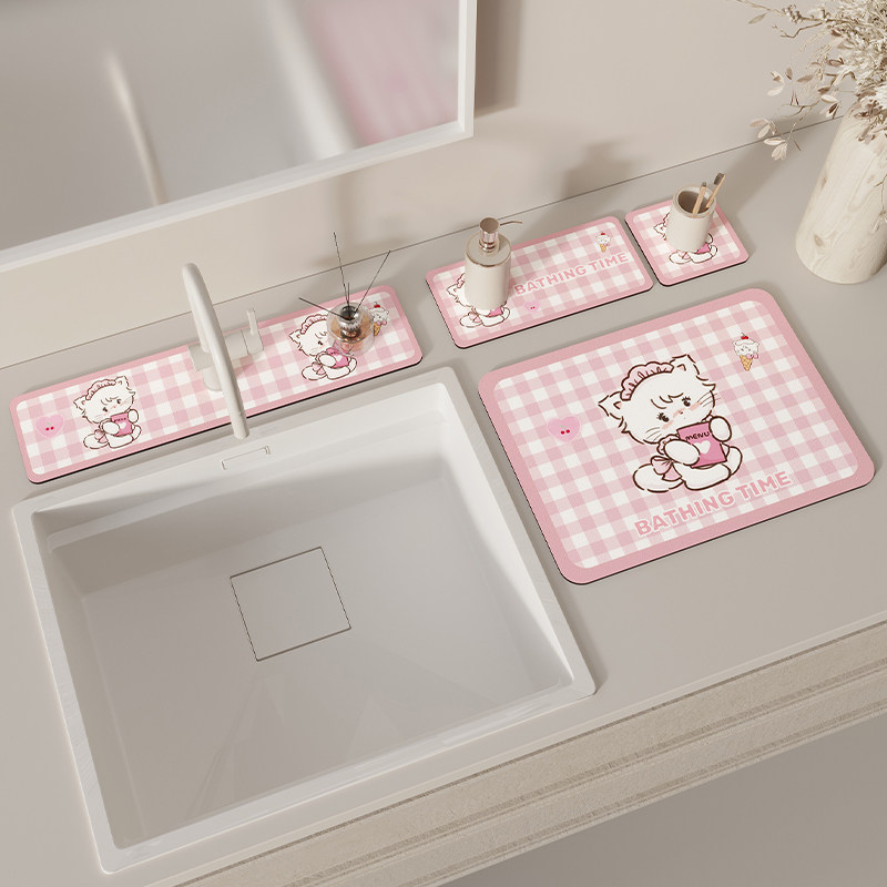 硅藻泥卫生间洗手台免洗可擦洗漱台台面垫厨房水龙头沥水垫吸水垫,淘宝优惠券,粉丝福利购,淘宝优惠卷