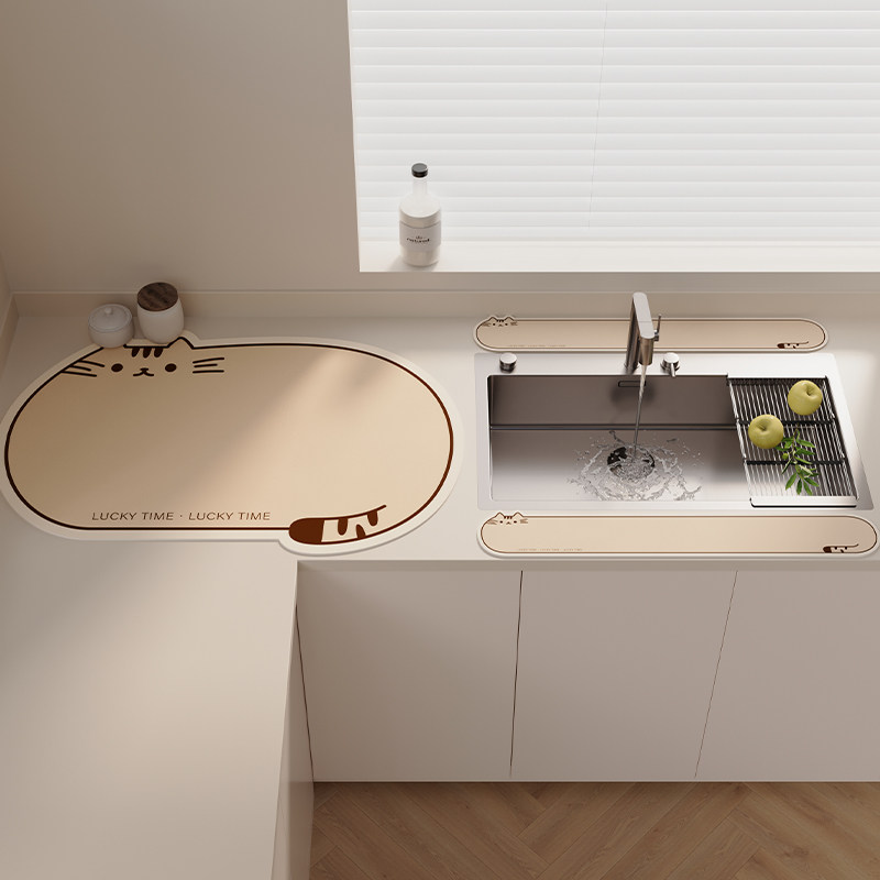 厨房吸水垫挡水条水龙头防溅水卫生间台面垫洗手台软硅藻泥沥水垫,淘宝优惠券,粉丝福利购,淘宝优惠卷