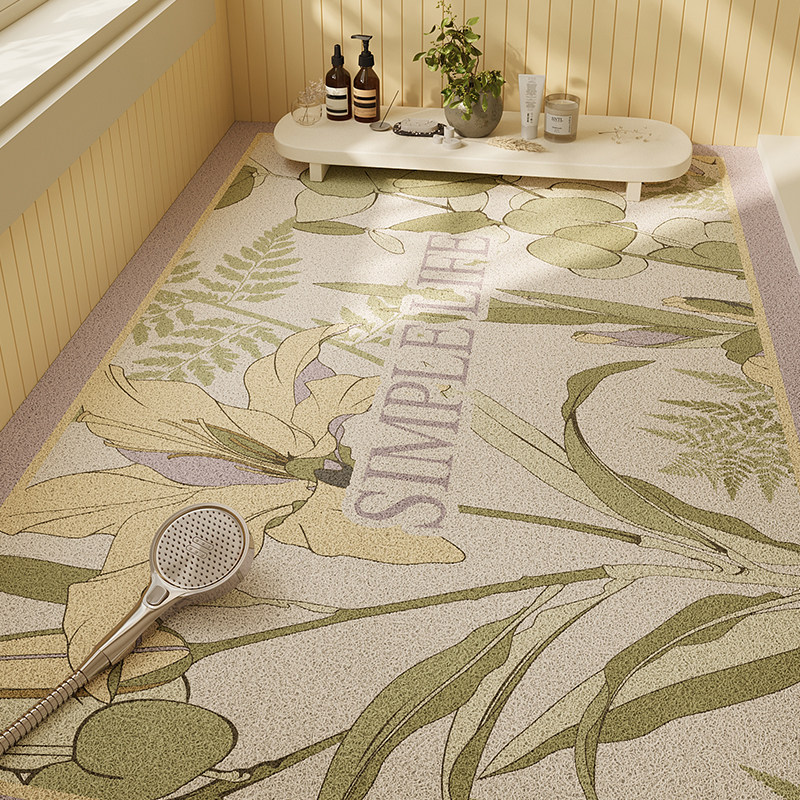 丝圈浴室防滑垫满铺复古风镂空PVC沥水脚垫淋浴房防水卫生间地垫,淘宝优惠券,粉丝福利购,淘宝优惠卷