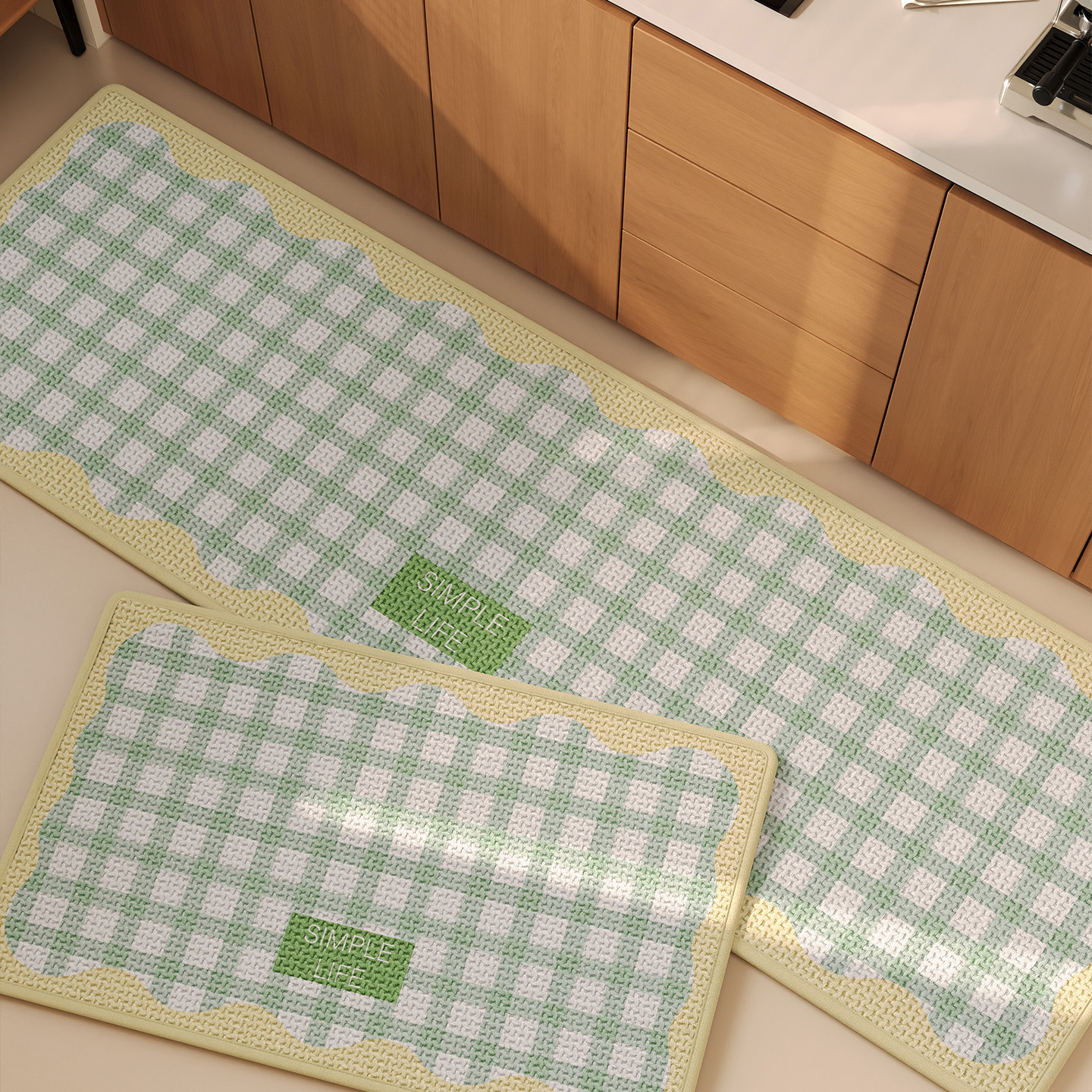 Kitchen special floor mats, household no-wash, water-absorbent, quick-drying floor mats, imitation woven linen, non-slip, dirt-resistant and wear-resistant carpets