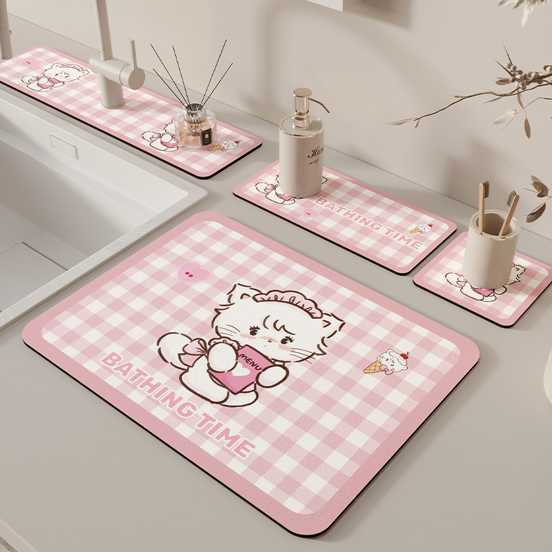 硅藻泥卫生间洗手台免洗可擦洗漱台台面垫厨房水龙头沥水垫吸水垫,淘宝优惠券,粉丝福利购,淘宝优惠卷