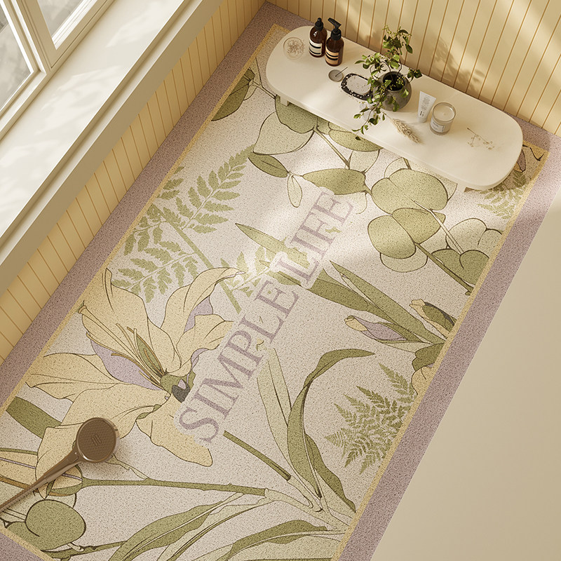 丝圈浴室防滑垫满铺复古风镂空PVC沥水脚垫淋浴房防水卫生间地垫,淘宝优惠券,粉丝福利购,淘宝优惠卷