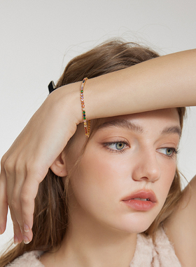 LOVEIXCC设计师款手链碧玺色彩色锆石ins网红时尚高级感手镯手饰