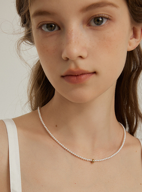 MORI DORI焗芝士经典法式轻奢baby珠项链女金圈吊坠ins时髦锁骨链