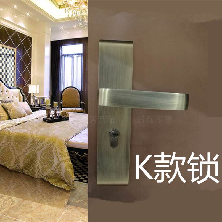 复古青古铜实实木门锁室内卧室把手房间家用三件套锁具欧式内门锁 - 图2