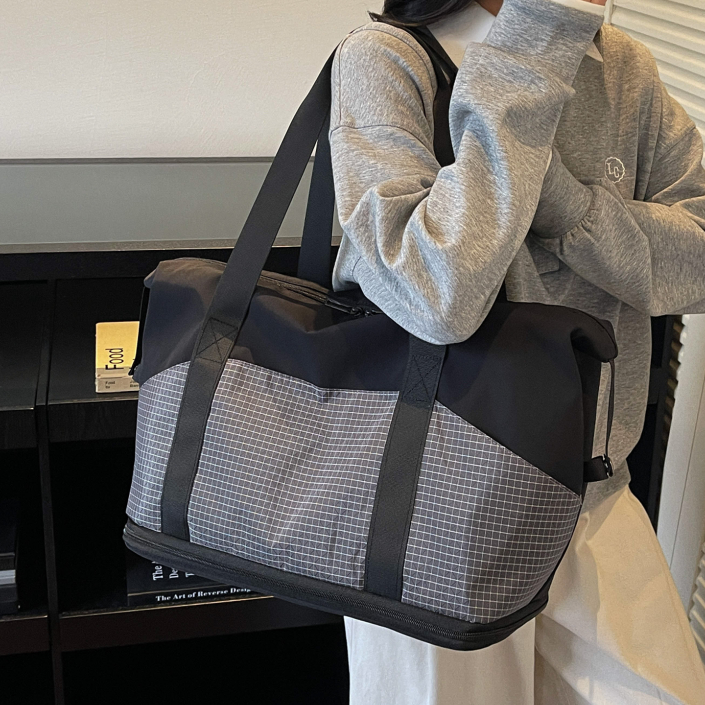 时尚简约托特包女大容量轻便旅行包袋可套拉杆箱短途出差包行李袋,淘宝优惠券,粉丝福利购,淘宝优惠卷