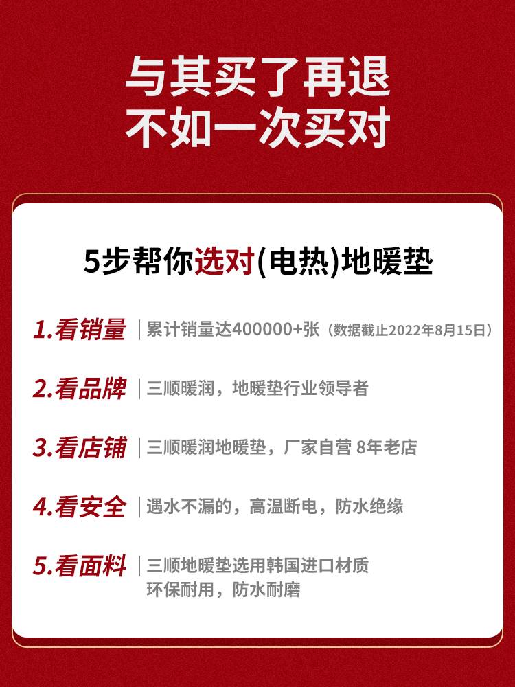 三顺暖润碳晶地暖垫地垫地热垫发热电热地毯家用石墨烯加热垫客厅 - 图0